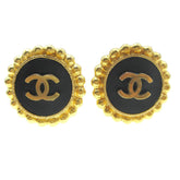 Chanel CC Round Stud Earrings Metal and Enamel