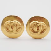 Chanel Vintage CC Round Clip-On Earrings Metal