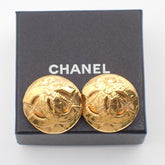 Chanel Vintage Round CC Clip-On Earrings Metal