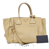 Prada Front Pocket Wing Convertible Tote Vitello Daino