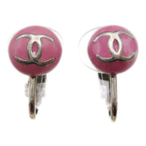 Chanel CC Round Clip-On Earrings Enamel with Metal