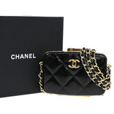 Chanel Framed Box Clutch with Chain Quilted Patent