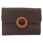 Celine Vintage Macadam Circle Logo Shoulder Bag Canvas and Leather