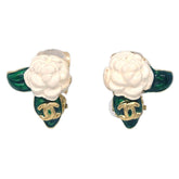 Chanel Vintage CC Camellia Clip-On Earrings Metal
