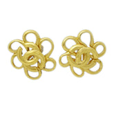 Chanel Vintage CC Flower Clip-On Earrings Metal