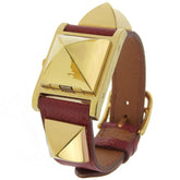 Hermes Medor Quartz Watch Plated Metal and Leather