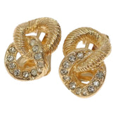 Christian Dior Vintage Chain Link Clip-On Earrings Metal with Crystals