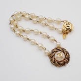 Chanel CC Necklace Faux Pearl and Metal