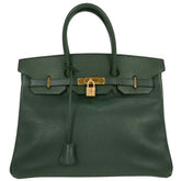 Hermes Birkin Handbag Green Ardennes with Gold Hardware