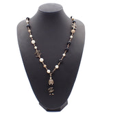 Chanel CC Coco Mademoiselle Figurine Pendant Necklace Metal with Faux Pearl and Enamel