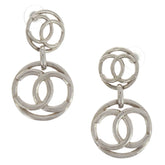 Chanel Vintage Round CC Drop Clip-On Earrings Metal