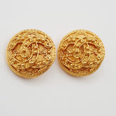 Chanel Vintage Round CC Clip-On Earrings Metal