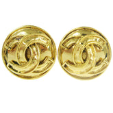 Chanel CC Button Clip-On Earrings Metal
