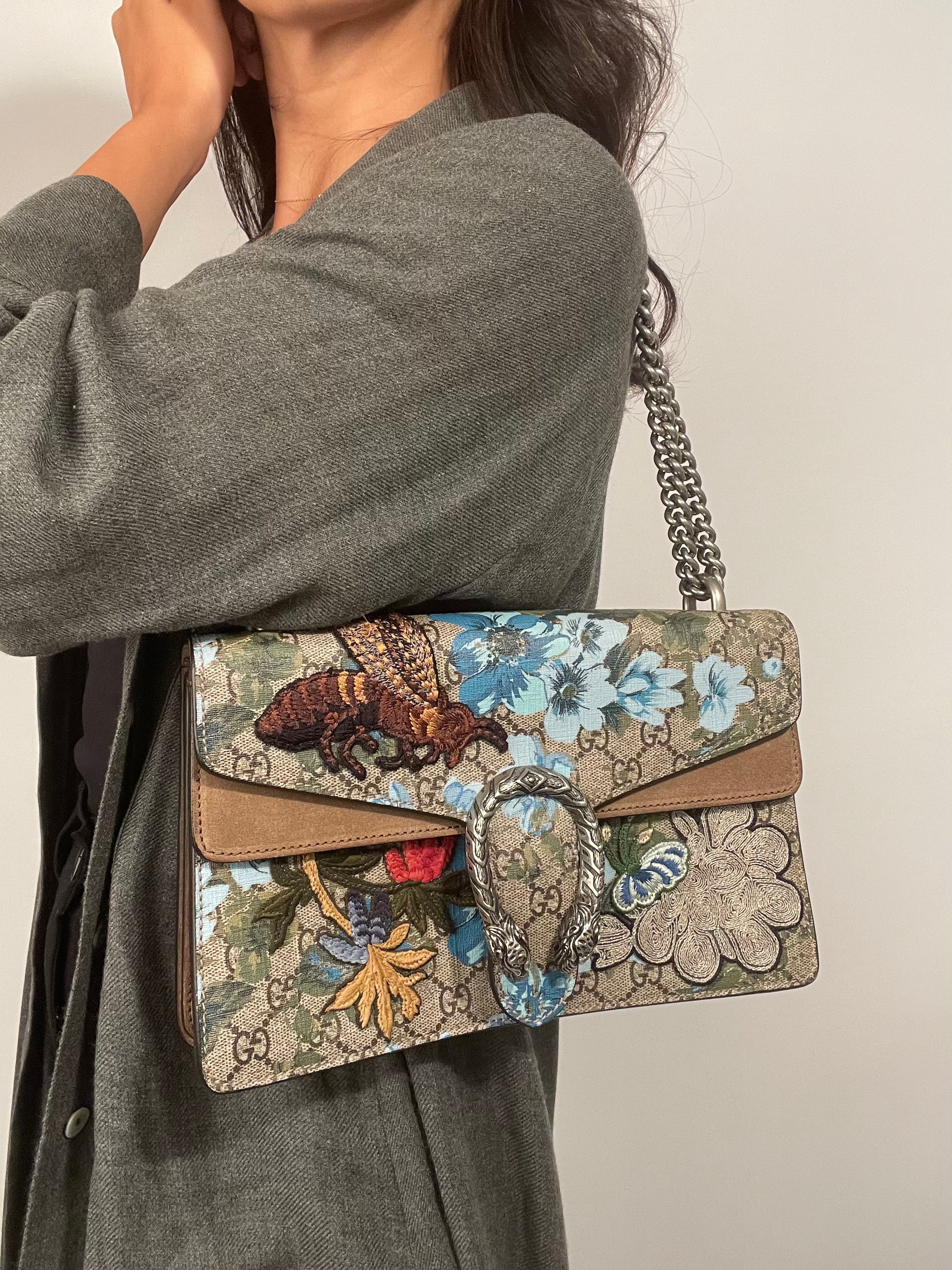 Gucci Dionysus Shoulder Bag GG Supreme Blooms Mini Blue - US