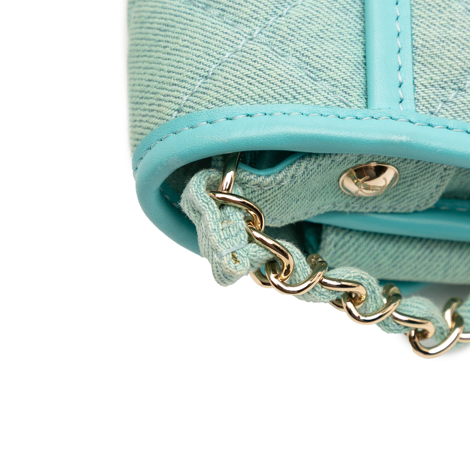 Mini CC Quilted Denim Messenger Flap