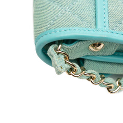 Mini CC Quilted Denim Messenger Flap