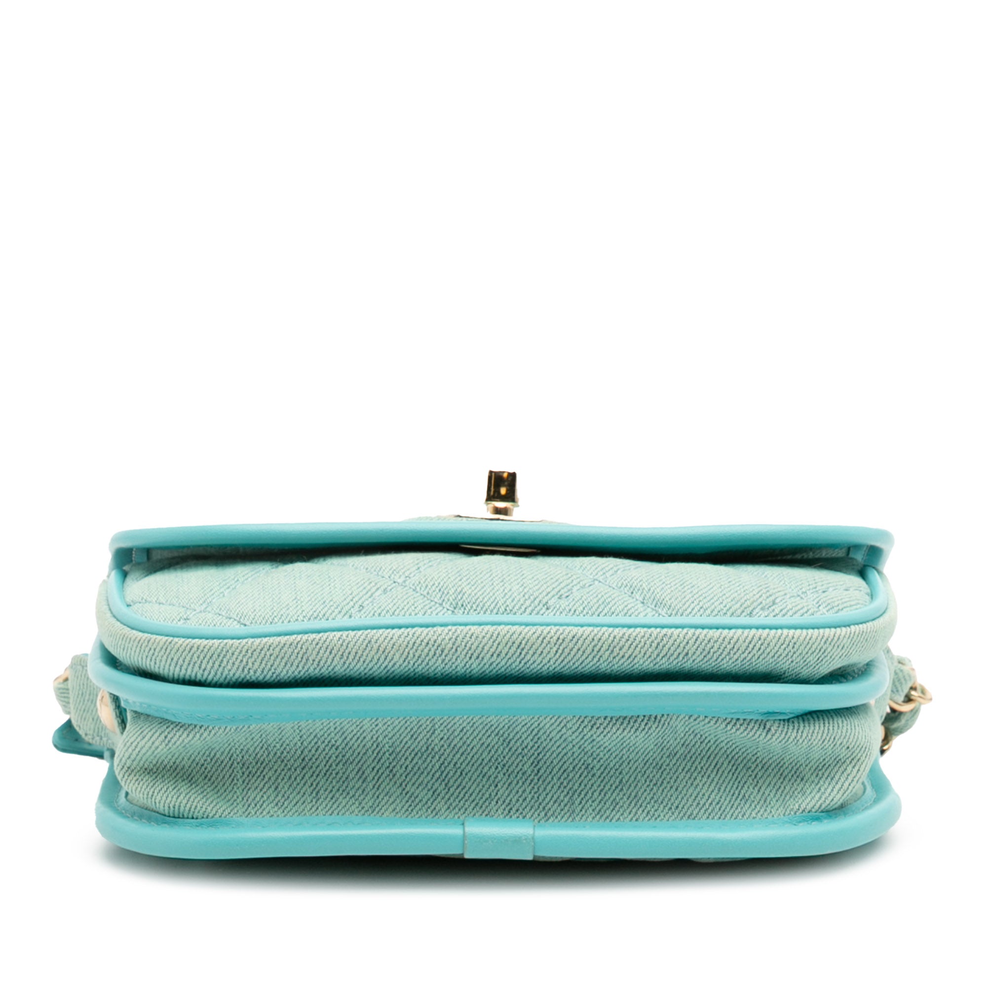 Mini CC Quilted Denim Messenger Flap