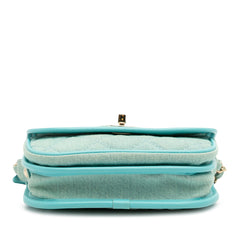 Mini CC Quilted Denim Messenger Flap