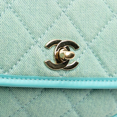 Mini CC Quilted Denim Messenger Flap