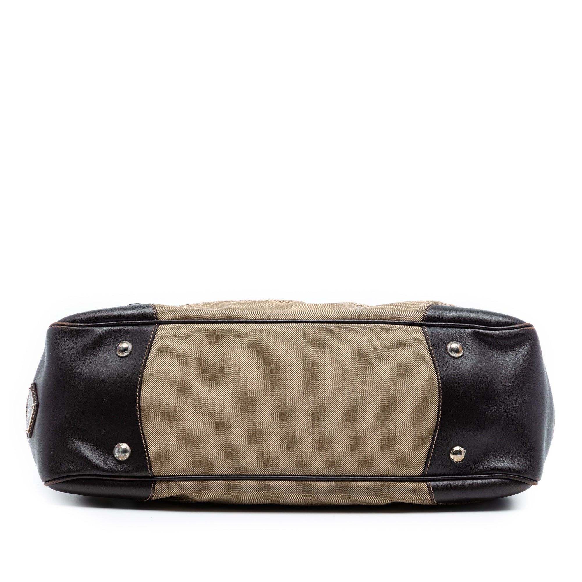 Leather Trimmed Canvas Canapa Logo Frame Handbag