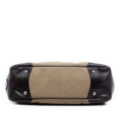 Leather Trimmed Canvas Canapa Logo Frame Handbag