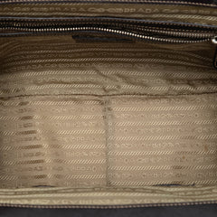 Leather Trimmed Canvas Canapa Logo Frame Handbag