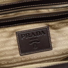 Leather Trimmed Canvas Canapa Logo Frame Handbag