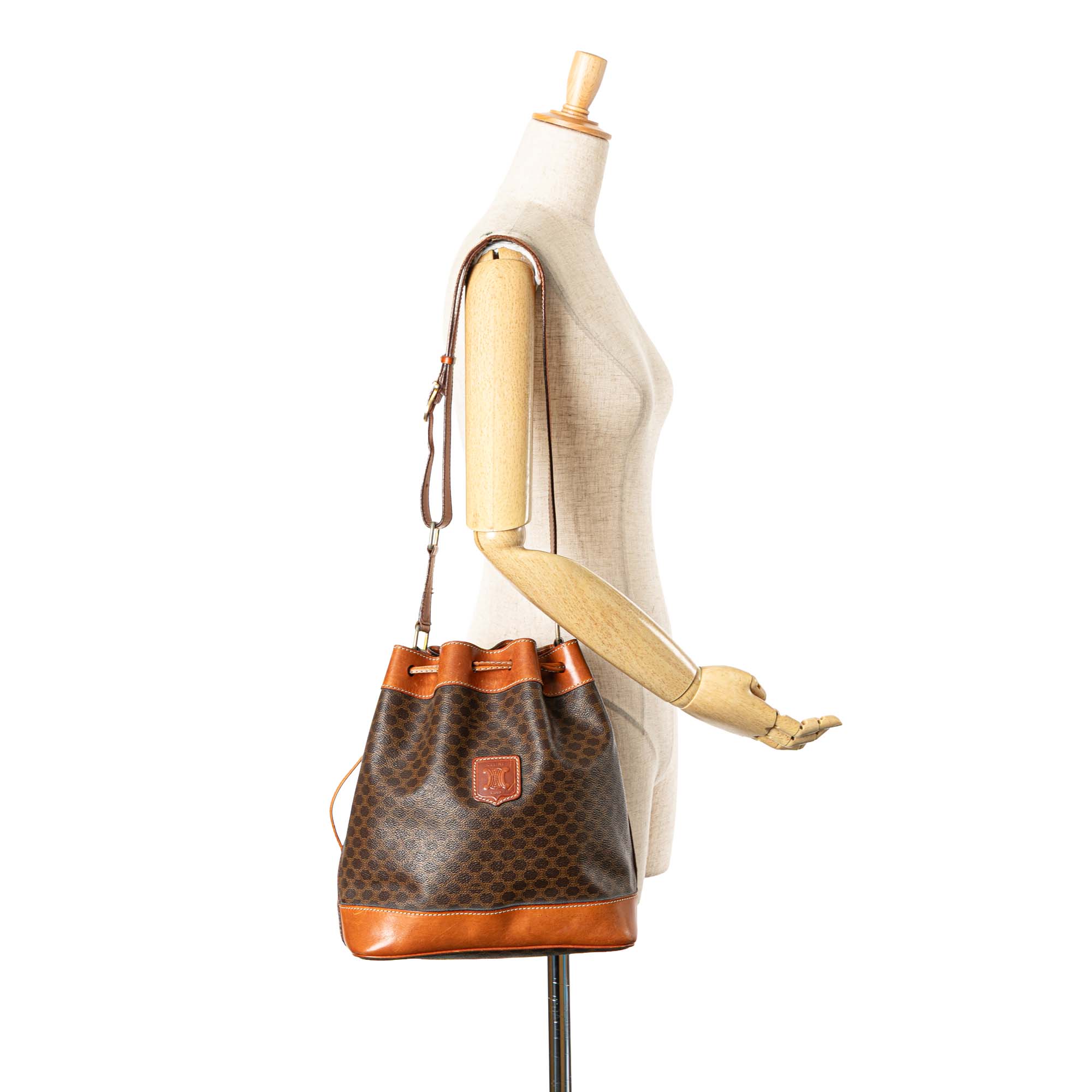 Macadam Coated Canvas Drawstring Bucket Bag