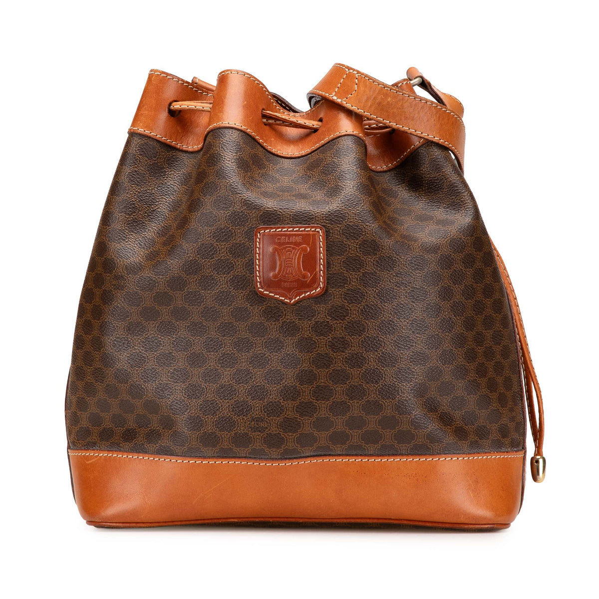Macadam Coated Canvas Drawstring Bucket Bag