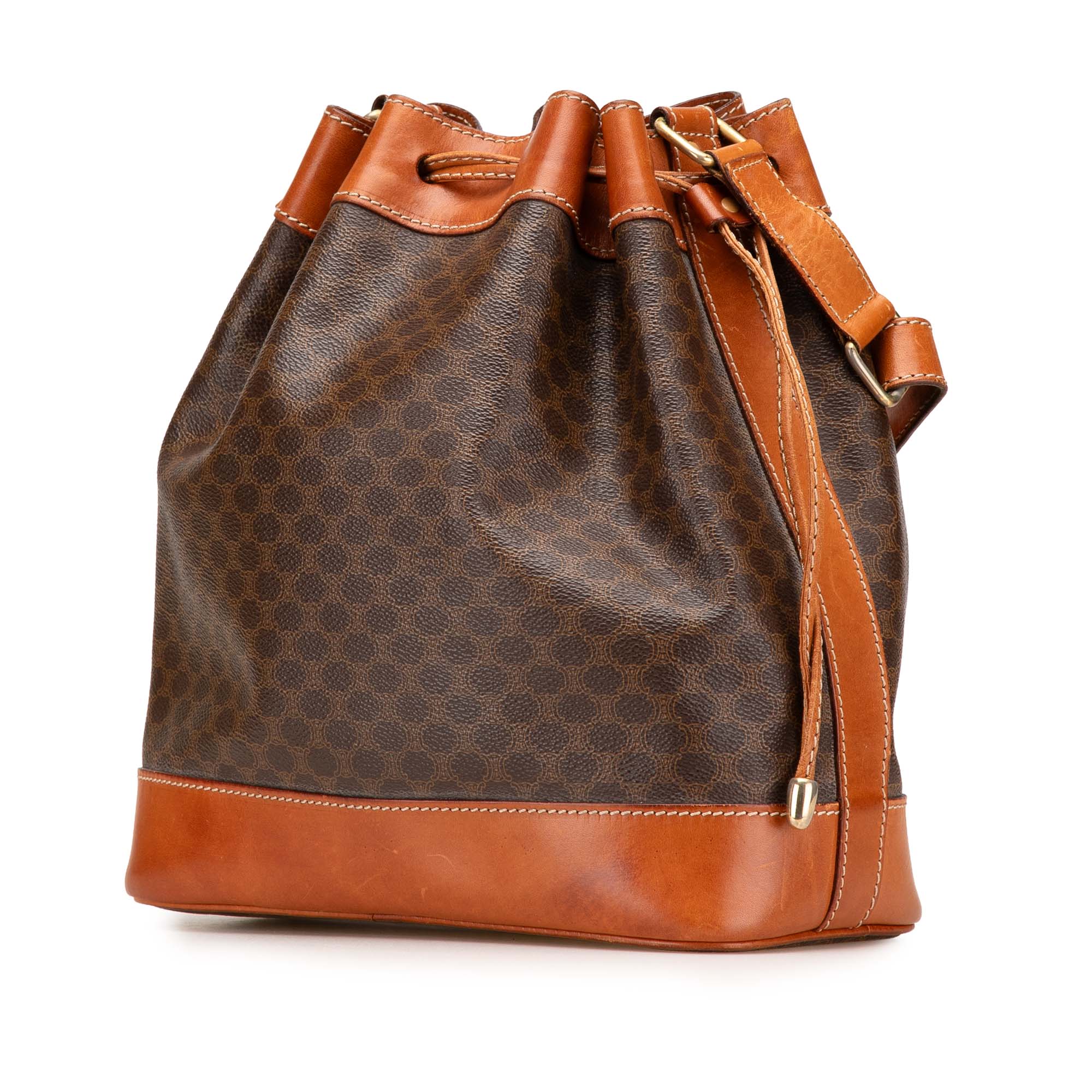 Macadam Coated Canvas Drawstring Bucket Bag