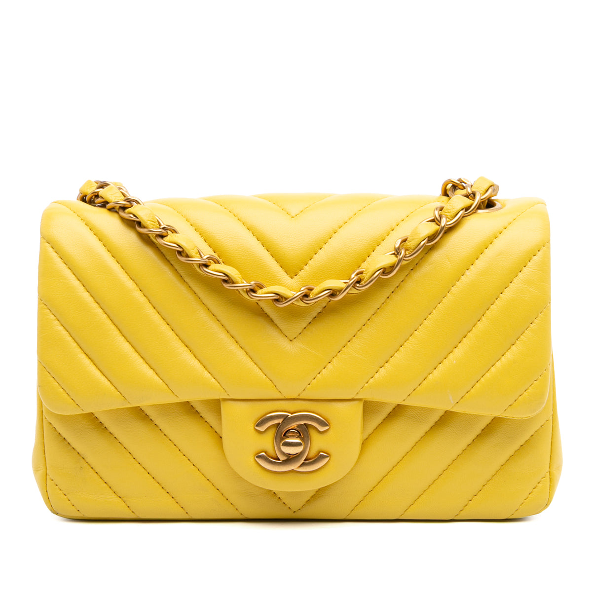 Mini Rectangular Classic Chevron Lambskin Single Flap