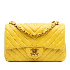 Mini Rectangular Classic Chevron Lambskin Single Flap