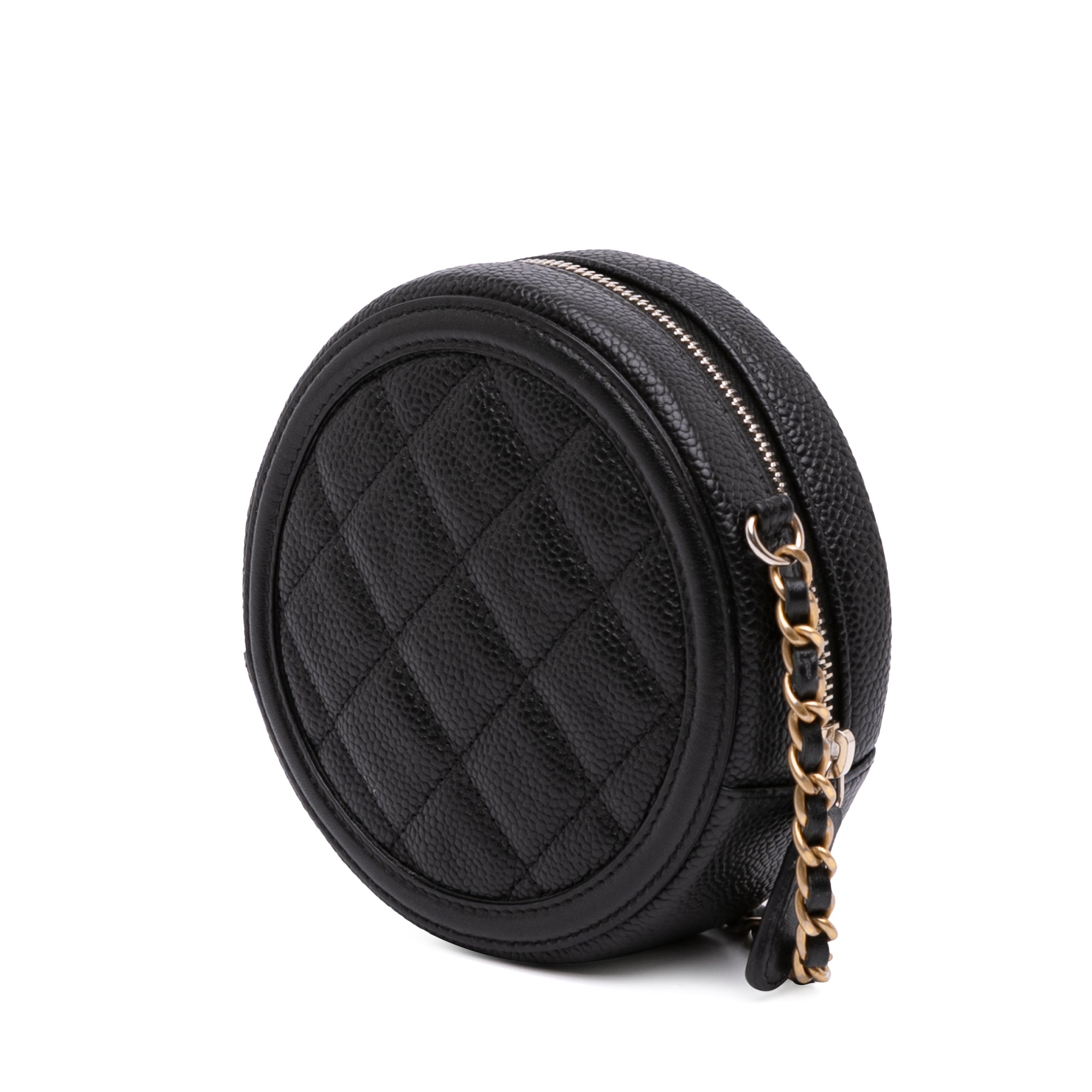 Caviar CC Filigree Round Clutch with Chain