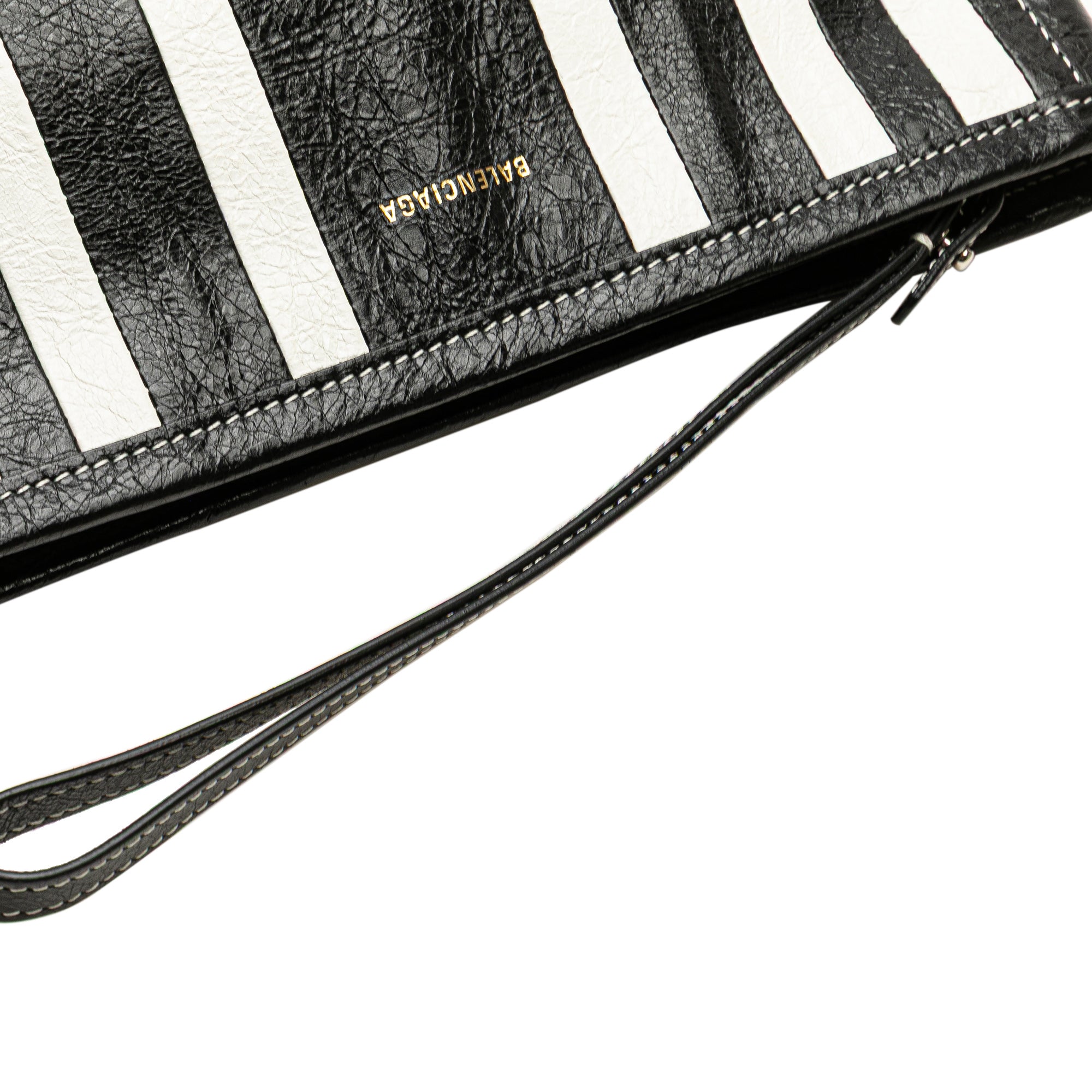 Small Lambskin Barbes Striped Patwork Zip Pouch