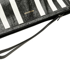 Small Lambskin Barbes Striped Patwork Zip Pouch