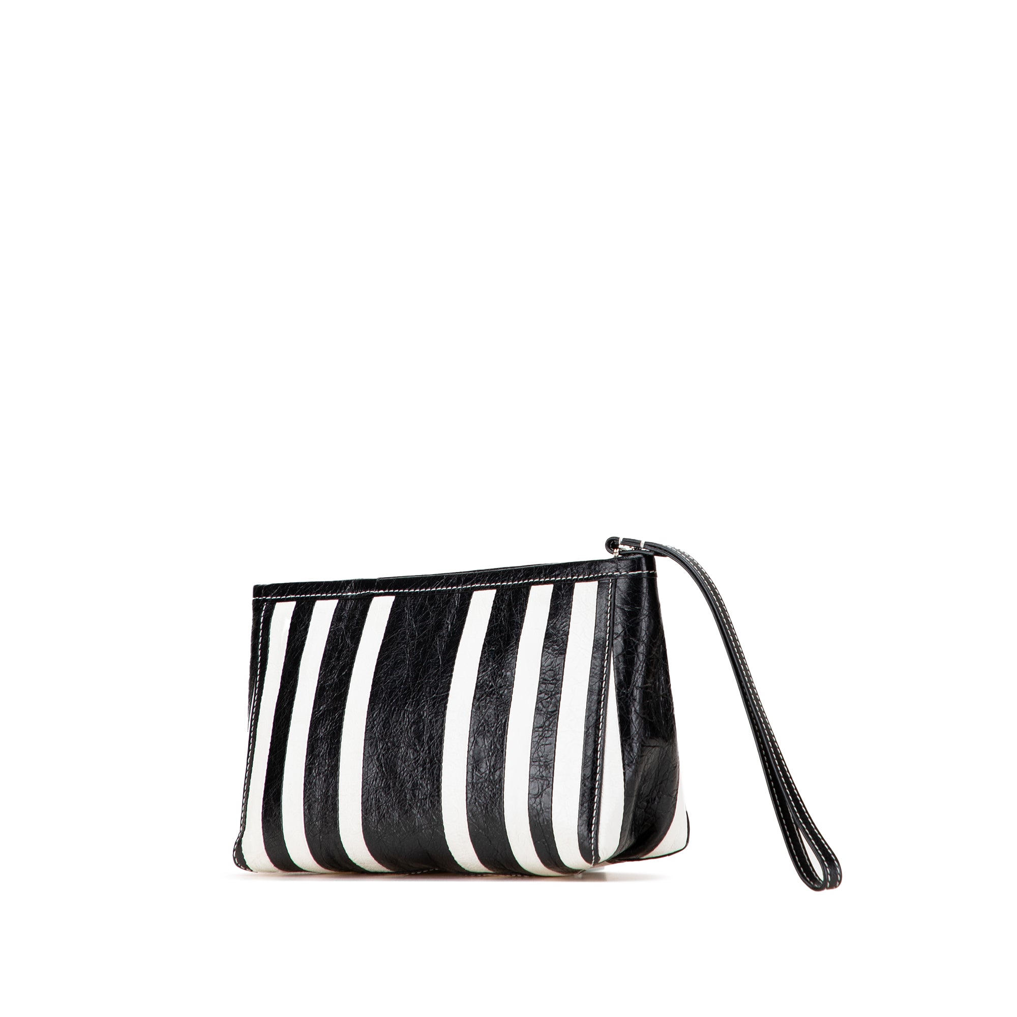 Small Lambskin Barbes Striped Patwork Zip Pouch