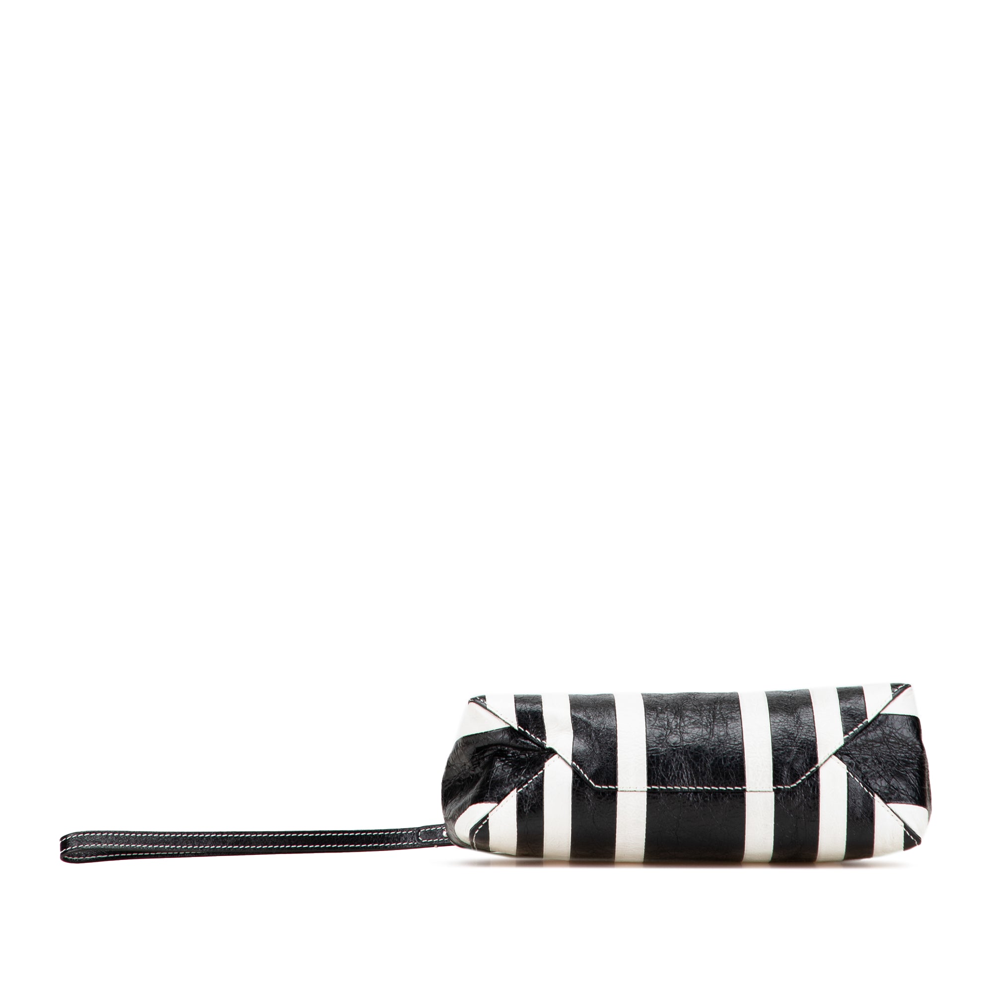 Small Lambskin Barbes Striped Patwork Zip Pouch