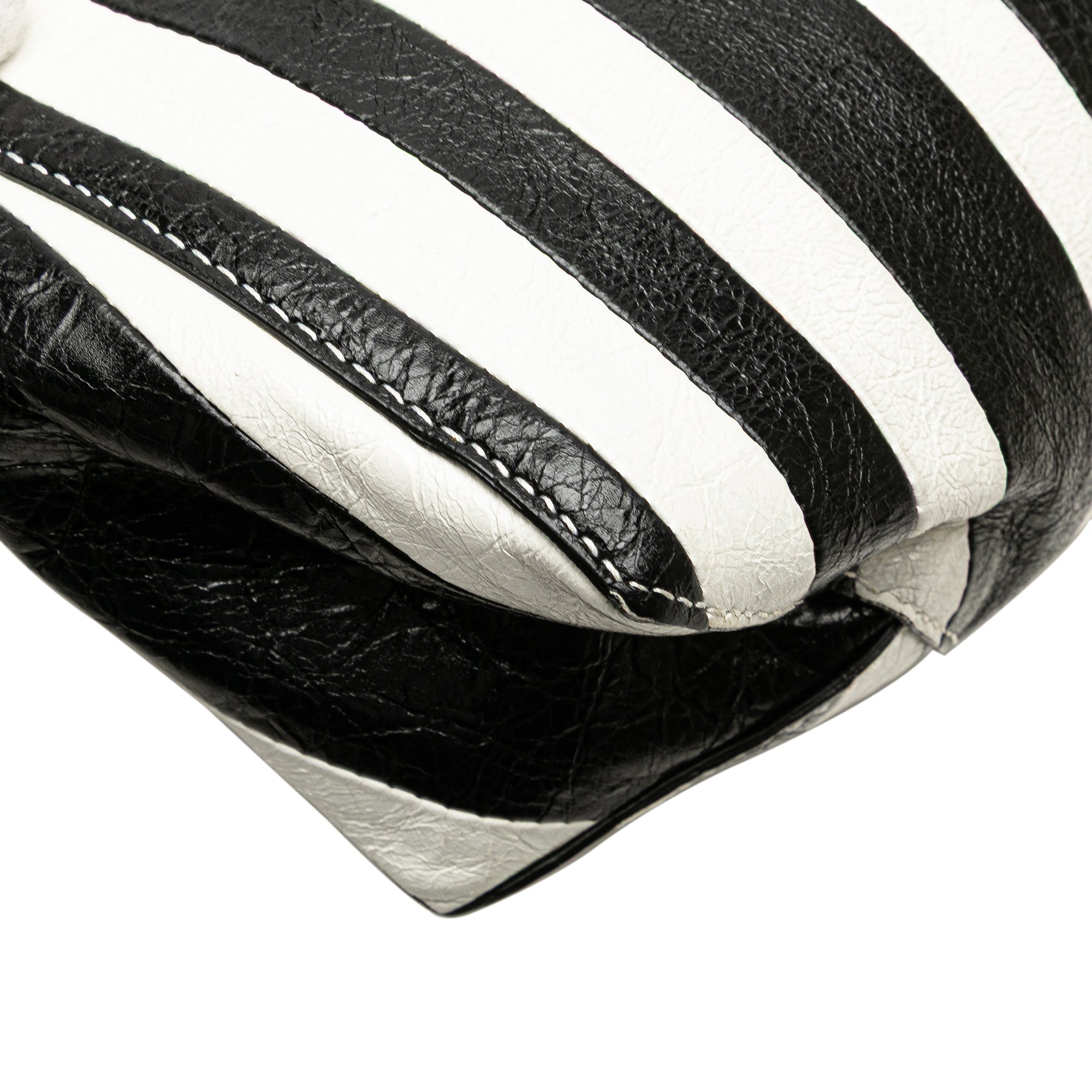 Small Lambskin Barbes Striped Patwork Zip Pouch