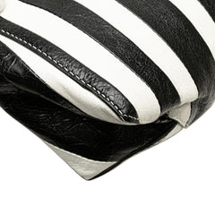 Small Lambskin Barbes Striped Patwork Zip Pouch