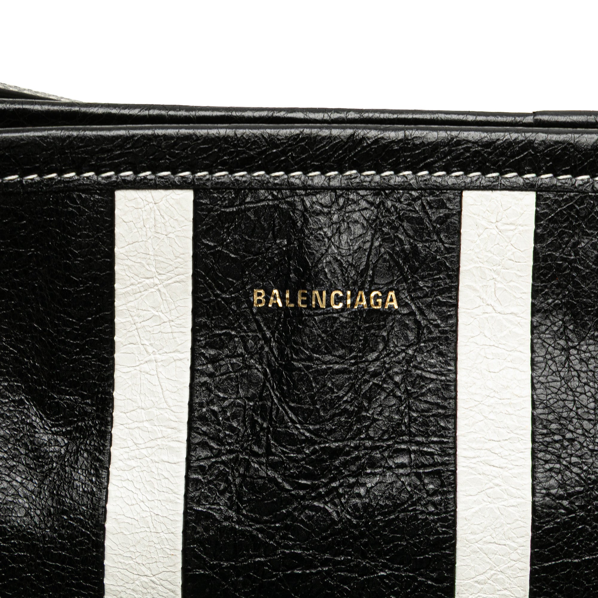 Small Lambskin Barbes Striped Patwork Zip Pouch