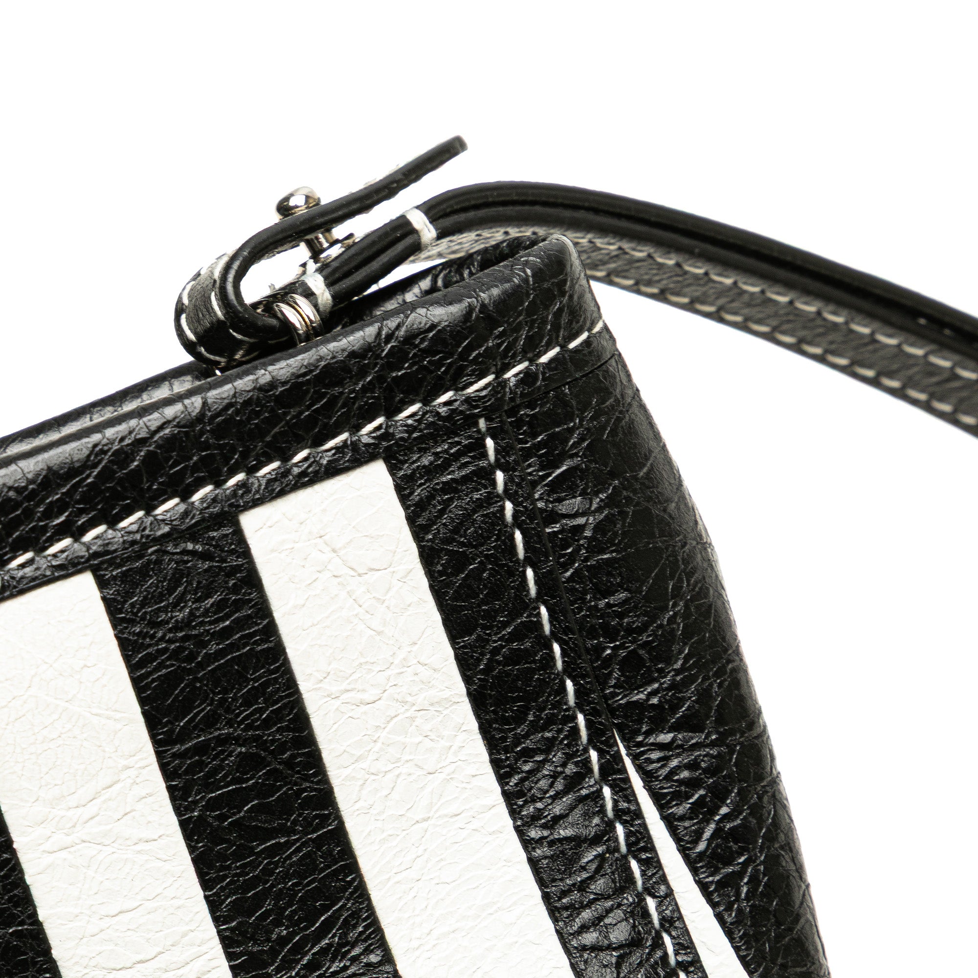Small Lambskin Barbes Striped Patwork Zip Pouch
