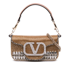 Small Swarovski Crystal Embroidered Vlogo Loco Satchel