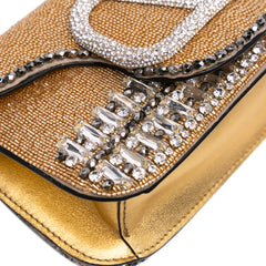 Small Swarovski Crystal Embroidered Vlogo Loco Satchel