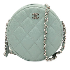 CC Quilted Caviar Round Clutch With Chain