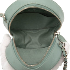 CC Quilted Caviar Round Clutch With Chain