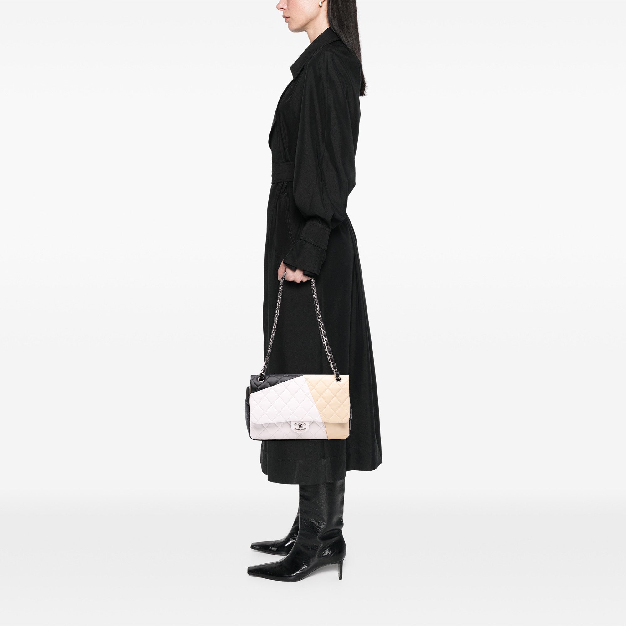 Jumbo Classic Tricolor Lambskin Colorblock Double Flap