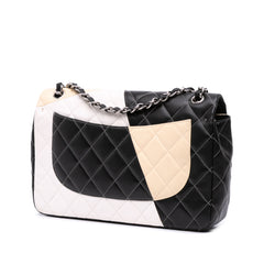 Jumbo Classic Tricolor Lambskin Colorblock Double Flap