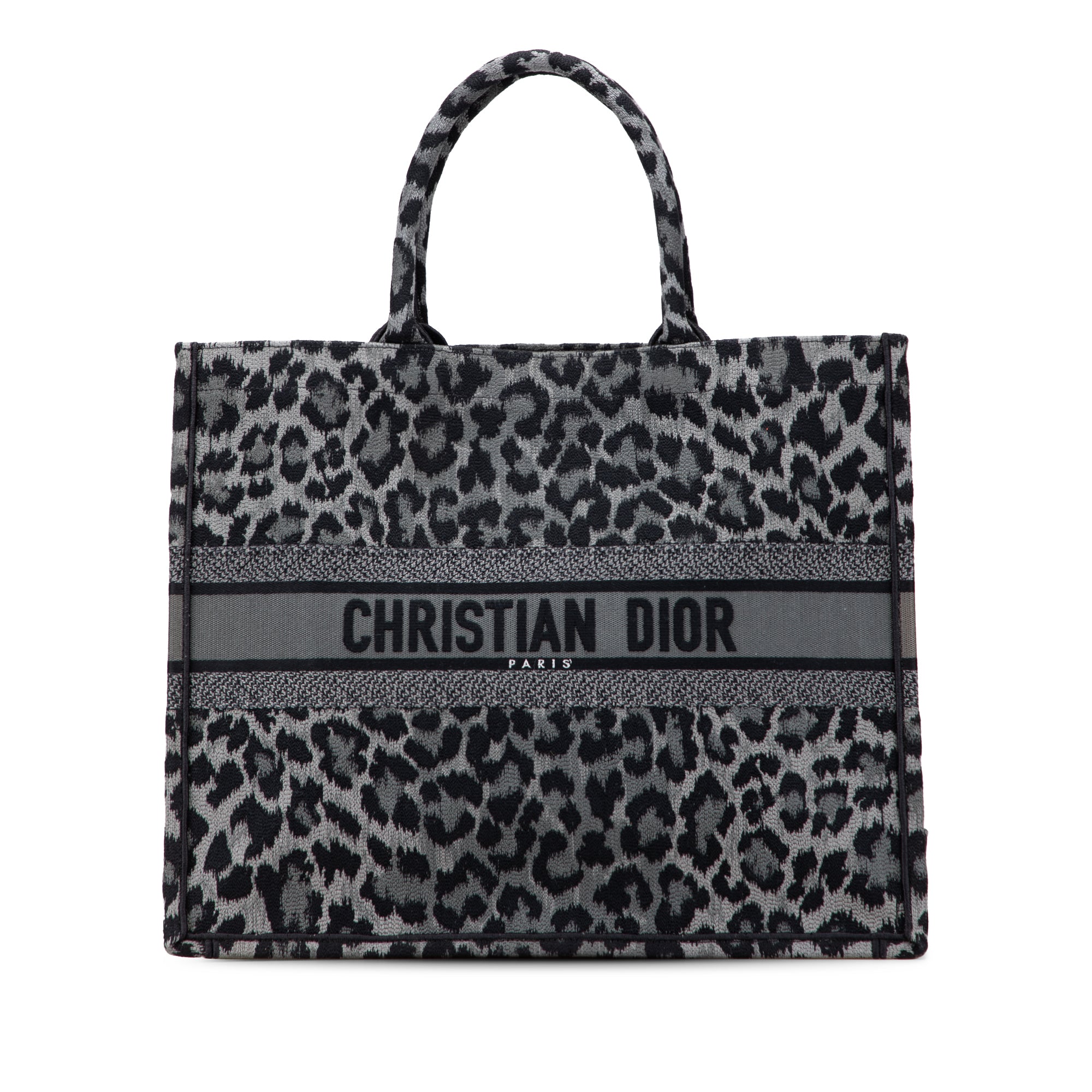 Mizza Large Embroidered Canvas Leopard Book Tote