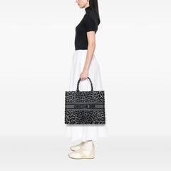 Mizza Large Embroidered Canvas Leopard Book Tote