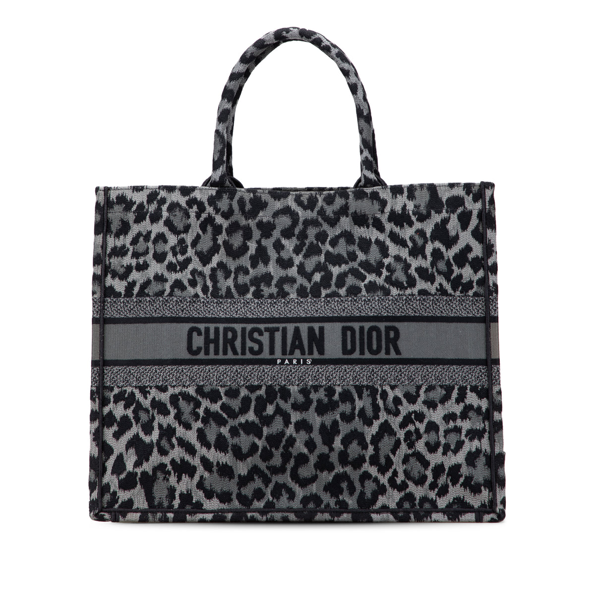 Mizza Large Embroidered Canvas Leopard Book Tote